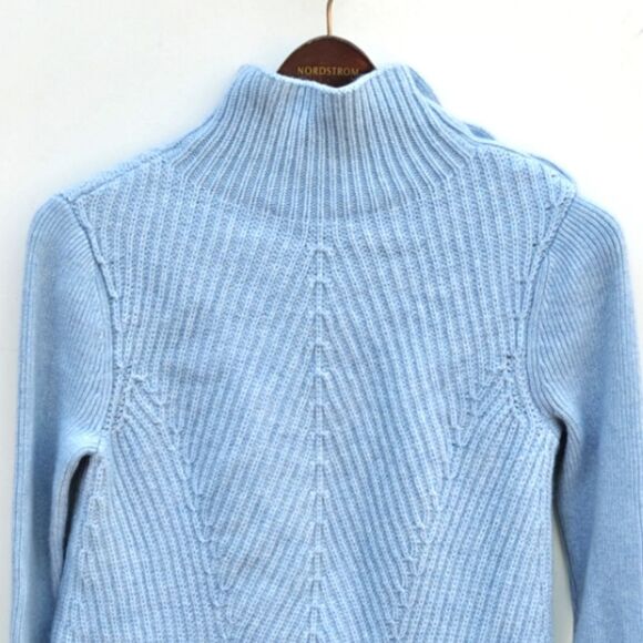 Veronica Beard Rama Blue Mock Neck Sweater Wool Cashmere Size Small - Picture 8 of 11